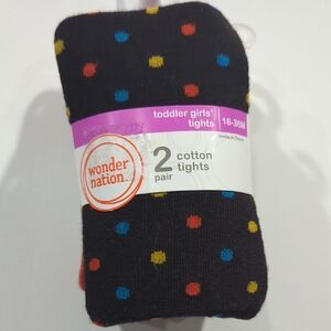 Wonder Nation Girls' Tights - Black with Red, Yellow, Blue Dots